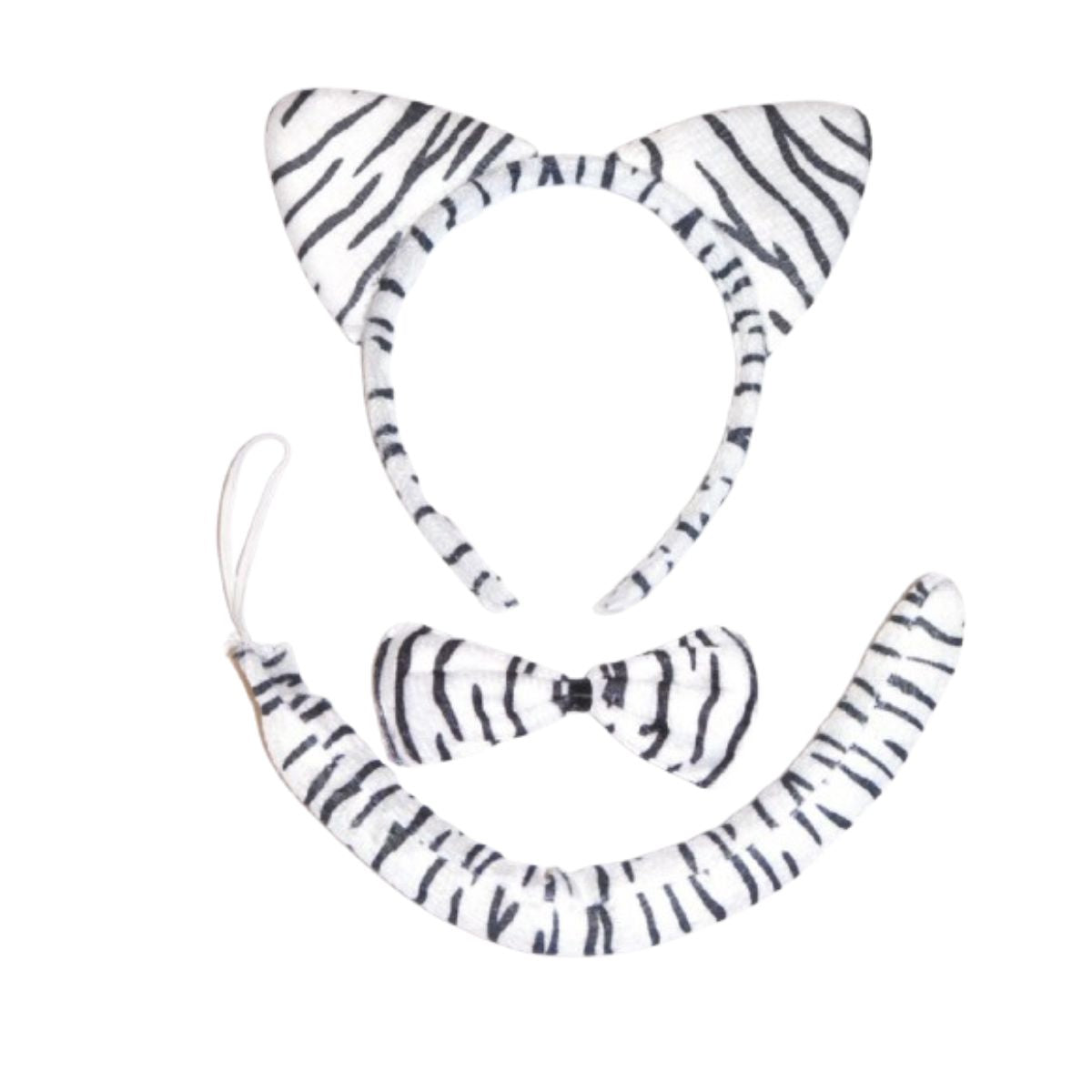 Kit Fantasia Cosplay Tigre Branco - Rabo / Tiara / Gravata Kit Fantasia Cosplay Tigre Branco - Rabo / Tiara / Gravata